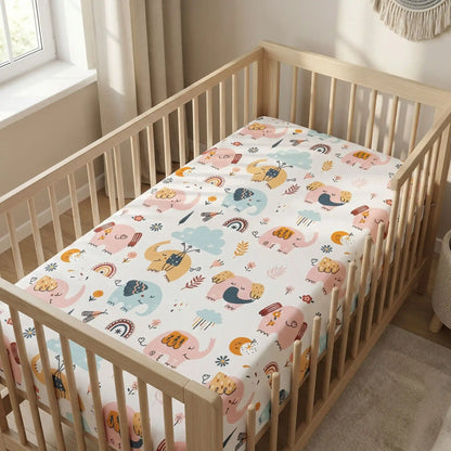 draps housse lit bébé 60x120 éléphant Adèle