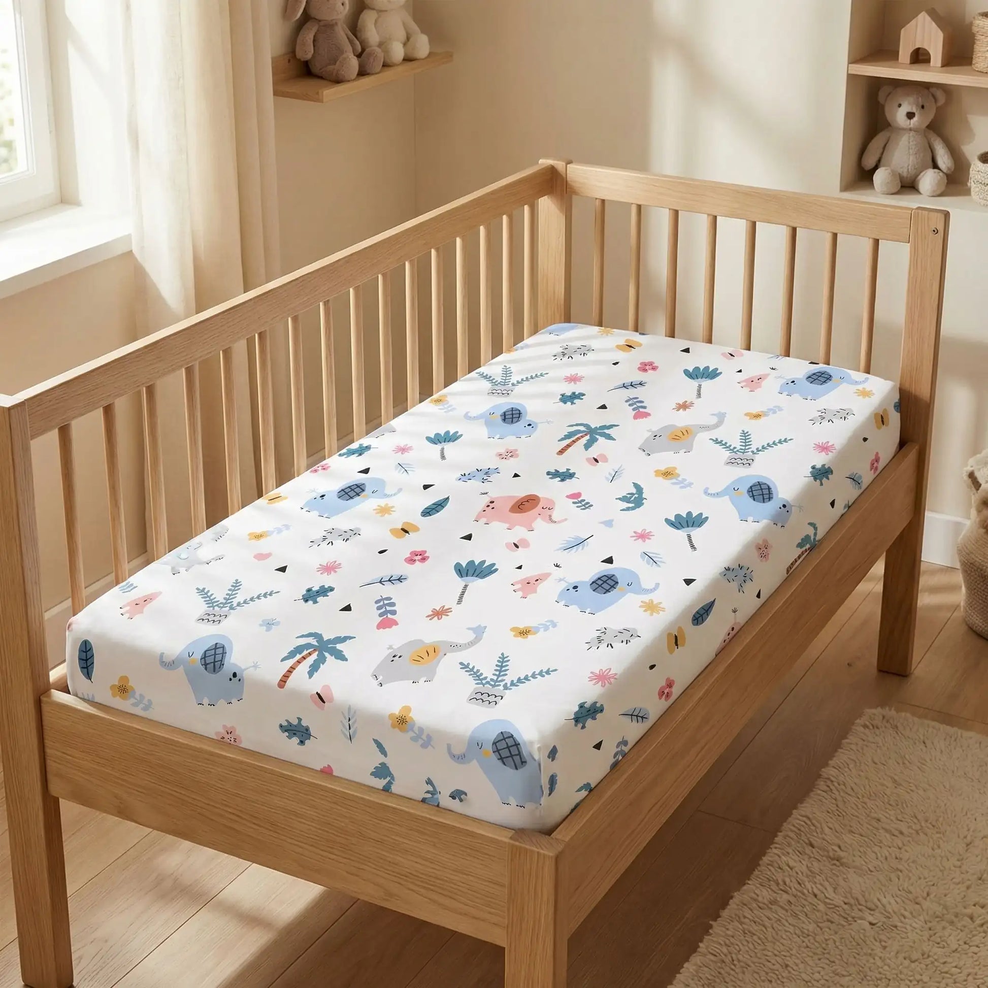 draps housse lit bébé 60x120 éléphant Alice