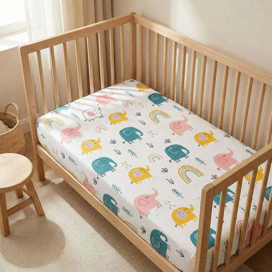draps housse lit bébé 60x120 éléphant Juliette