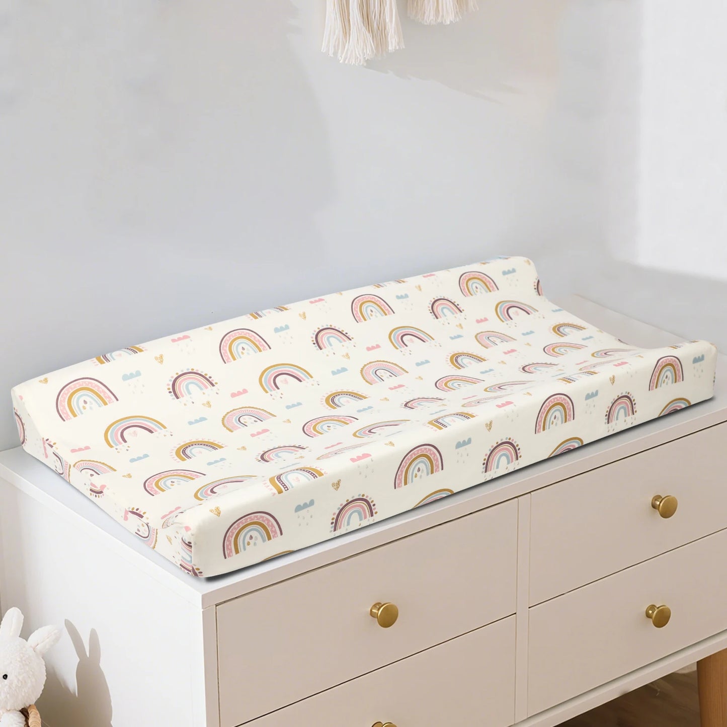 housse matelas à langer arc-en-ciel coton
