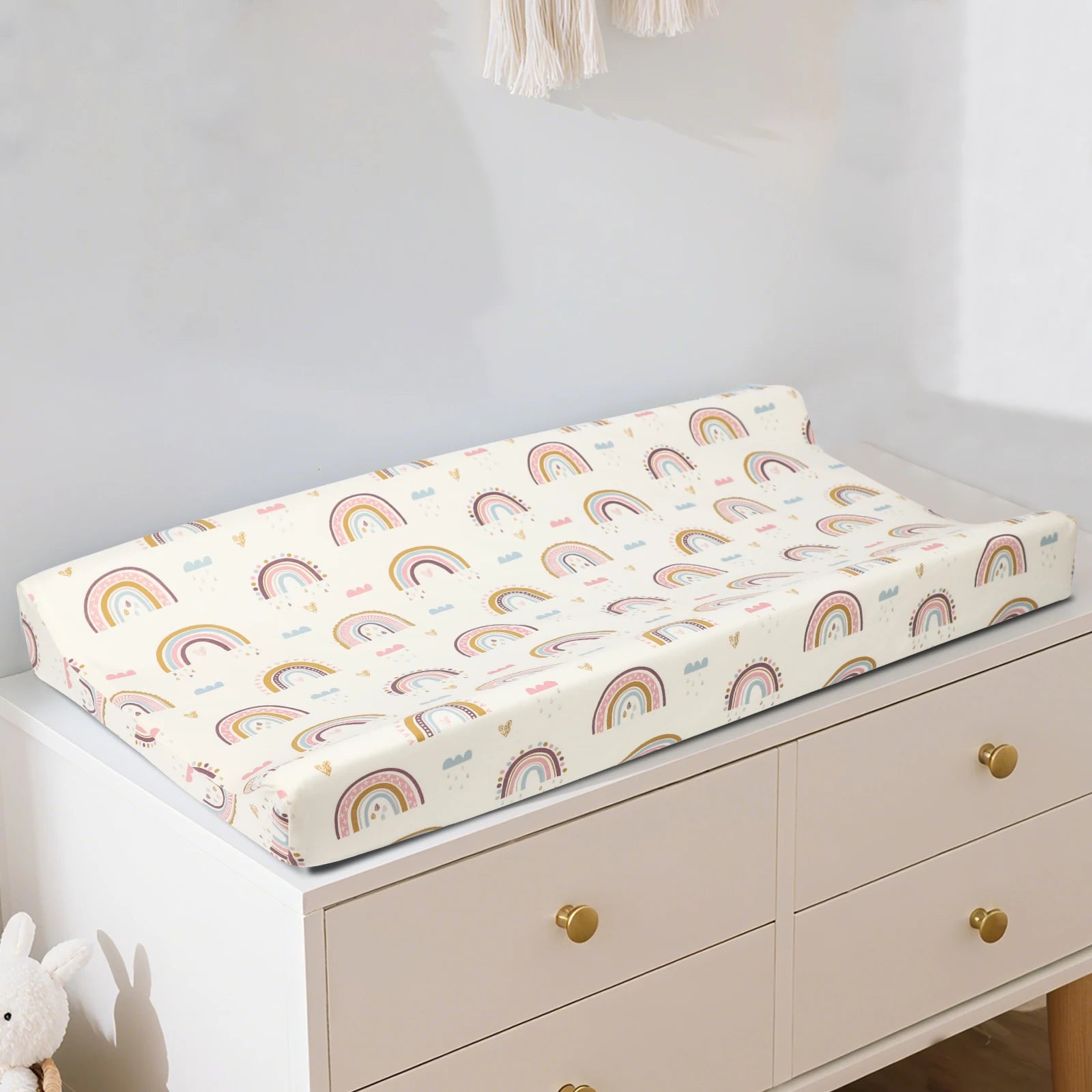 housse matelas à langer arc-en-ciel coton