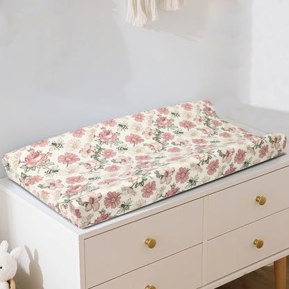 housse matelas à langer fleurs abeilles