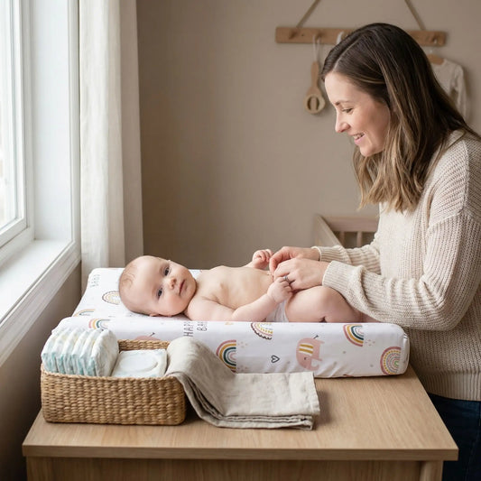 housse matelas à langer arc-en-ciel éléphant maman bébé