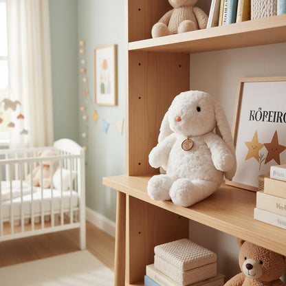 lapin en peluche blanc douce mignonne décoration chambre enfant