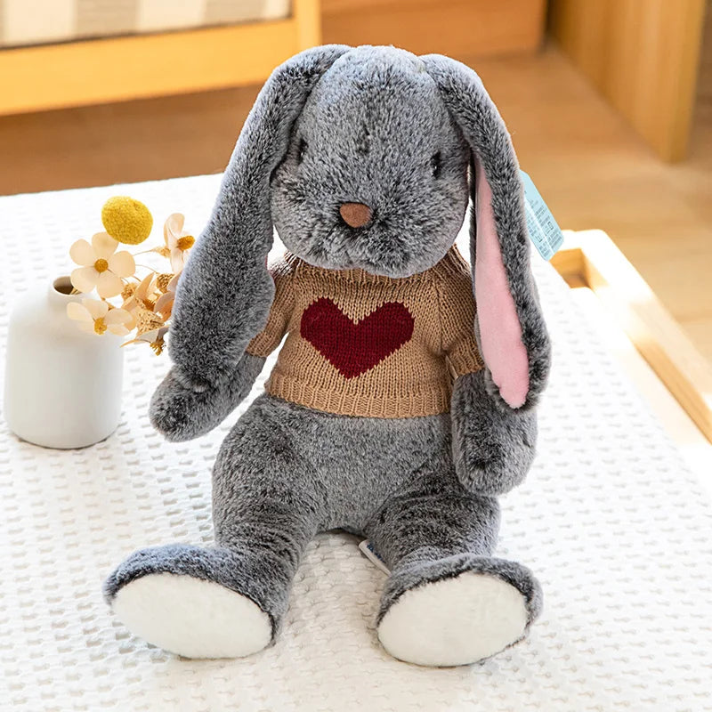 lapin en peluche gris coton doux apaisant mignon déco