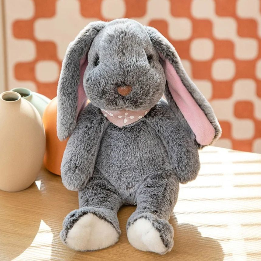 lapin en peluche gris coton doux apaisant sommeil enfant