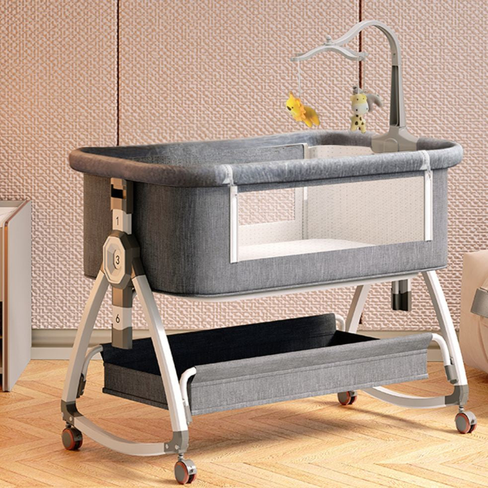 lit cododo bébé multifonctionnel mobile avec panier rangement