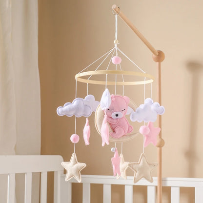 mobile bebe lapin etoile rose nuage blanche decoration