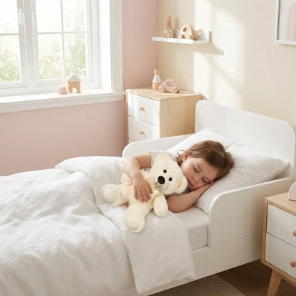 ours en peluche blanc coton doux rassutant enfant sommeil paisible
