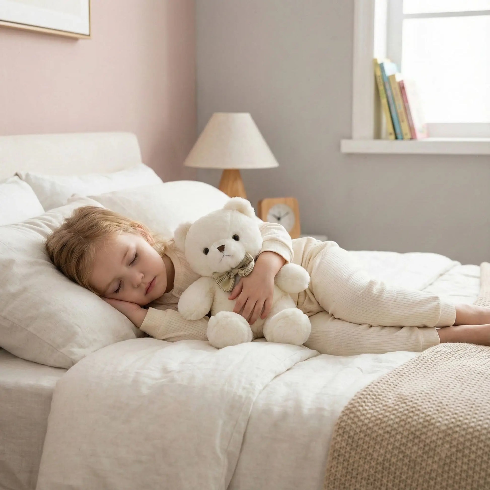 ours en peluche blanc réconfortant enfant sommeil paisible