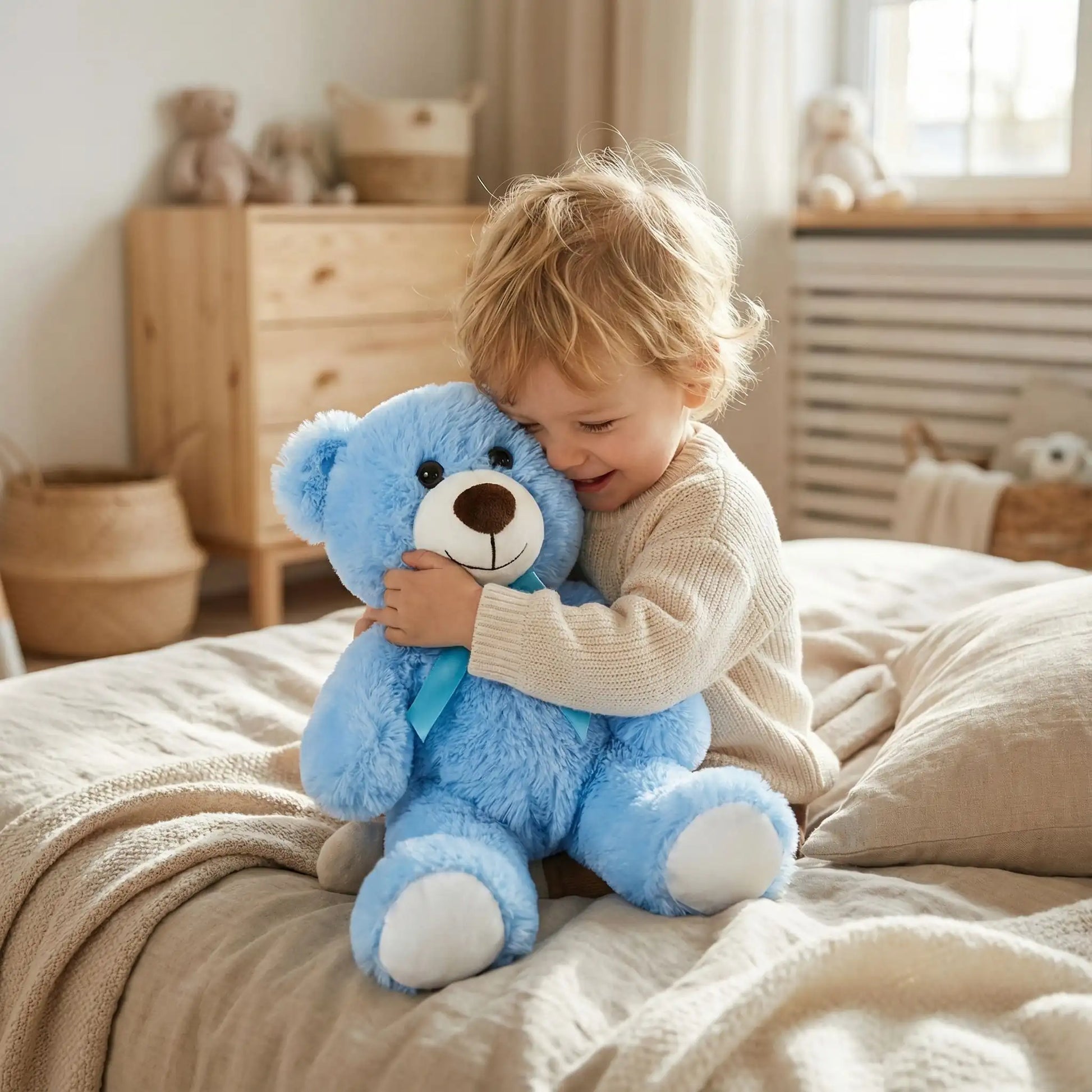 ours en peluche bleu apaisant réconfortant enfant câlin