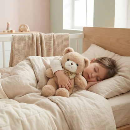 ours en peluche brun apaisant enfant endormi lit