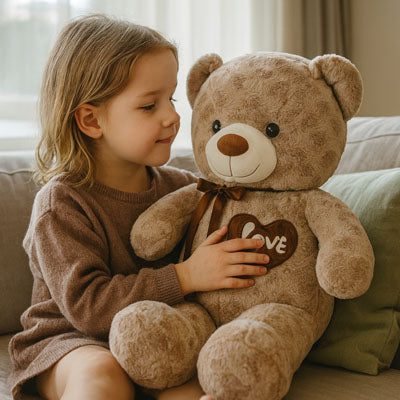 ours en peluche brun coton doux réconfortant enfant captivé