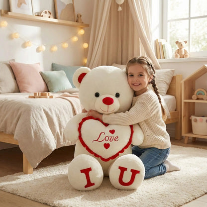 ours en peluche coton apaisante fille souriante câlin