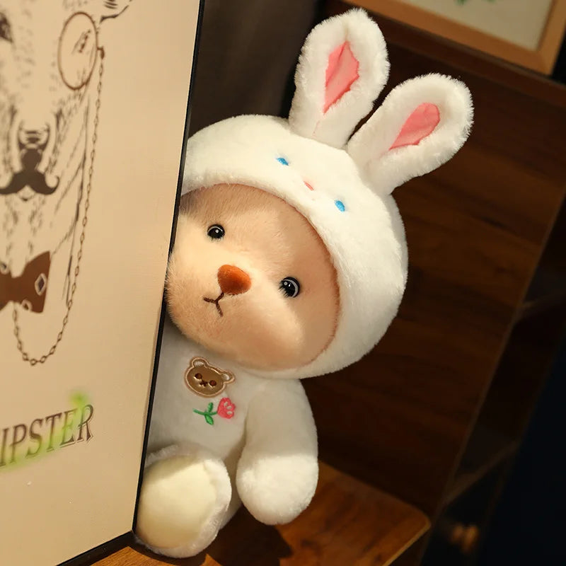 ours en peluche lapin blanc mignonne decoration chambre enfant bebe