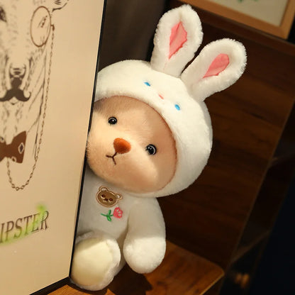 ours en peluche lapin blanc mignonne decoration chambre enfant bebe