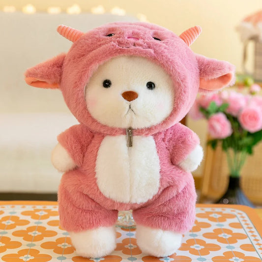 ours en peluche mouton rose apaisante rassurante sommeil enfant