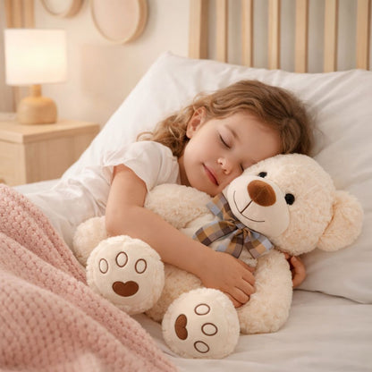 ours en peluche rose coton réconfortant fillette endormie