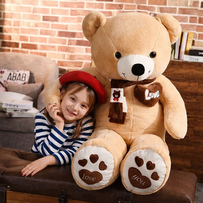 ours peluche brun géante coton doux cadeaux fille souriante