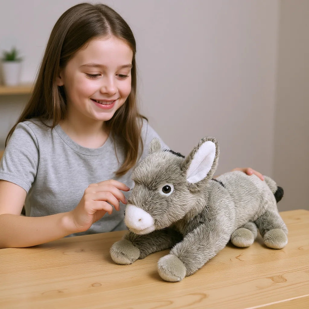 peluche-âne gris cadeau enfant souriant