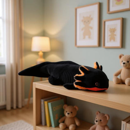 peluche axolotl noir orange mignon cadeau enfant