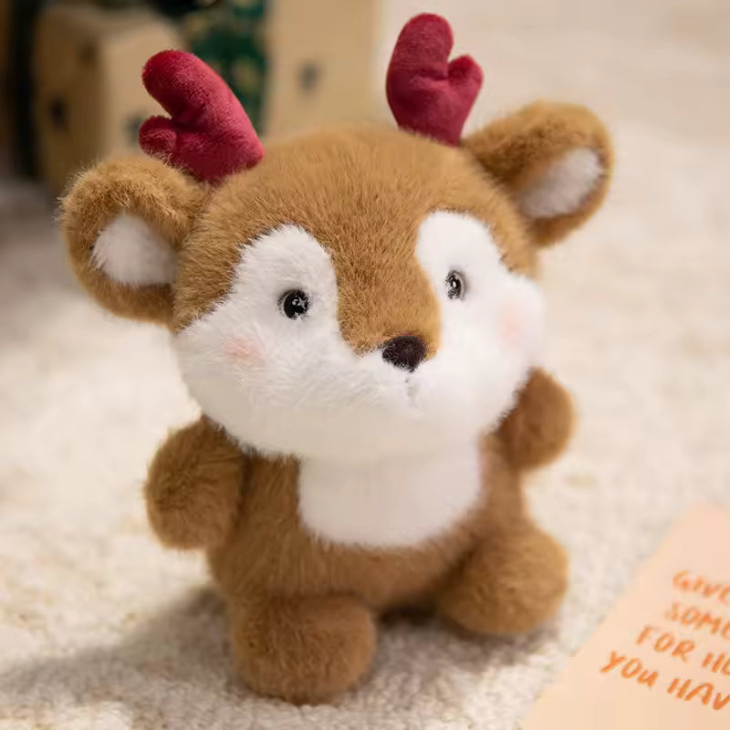 peluche cerf brun blanc mignon cadeau enfant noel paques