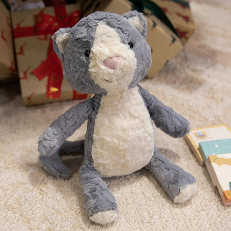 peluche chat gris blanc