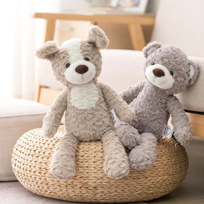 peluche chien beige ours gris