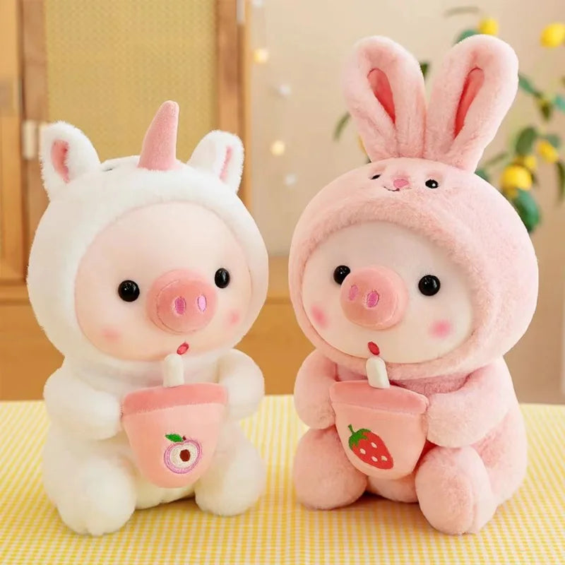 peluche cochon lapin rose licorne blanc mignonne