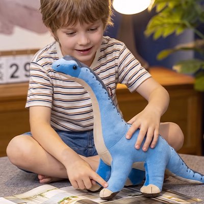 peluche dinosaure bleu garçon