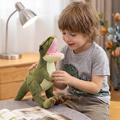 Peluche dino
aure vert enfant souriant