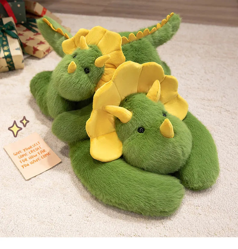 peluche dinosaure vert jaune 30 40 60 cm