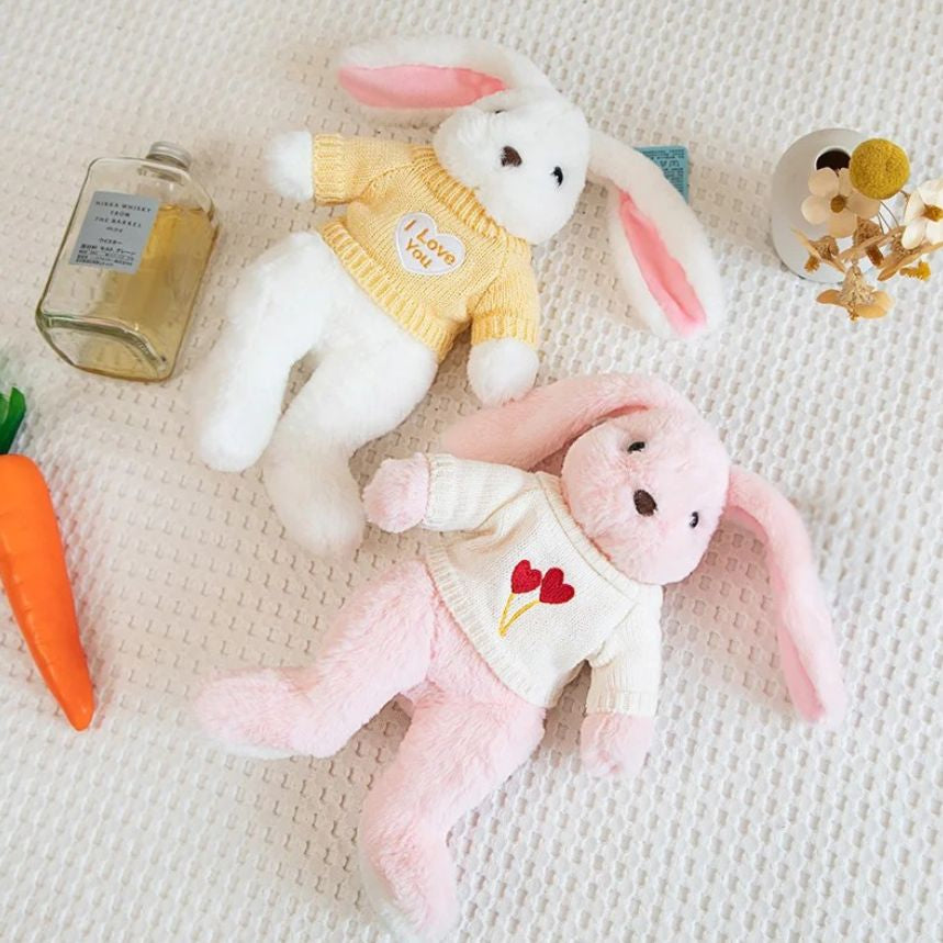 peluche lapin blanc rose doux rassurant cadeau sommeil enfant