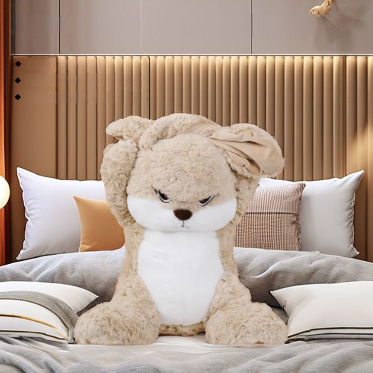 peluche lapin brun doux bougon amusant cadeau enfant