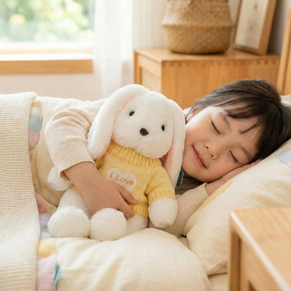 peluche lapin brun doux réconfortant enfant endormi sereinement