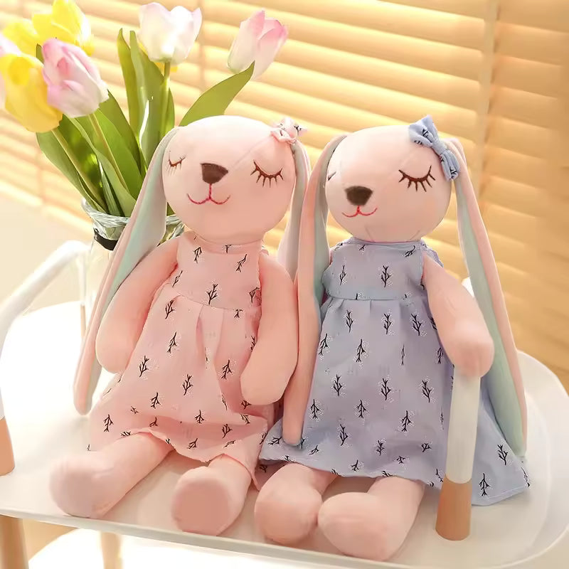 peluche lapin rose bleu coton doux apaisante fille sommeil