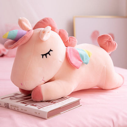 peluche licorne rose endormie cadeau fille