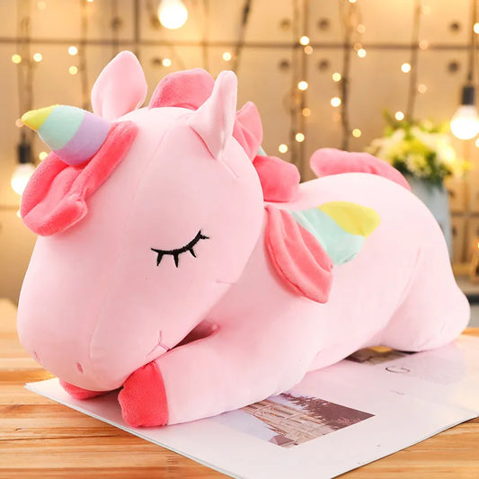 peluche licorne rose endormie décorative chambre enfant