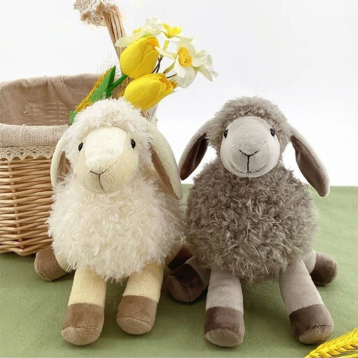 peluche mouton blanc gris douce apaisante mignonne assises
