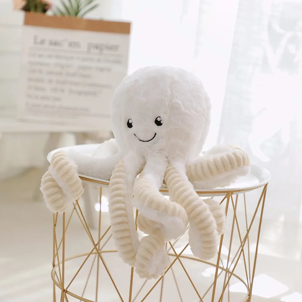 peluche pieuvre blanc coton doux apaisant sommeil enfant
