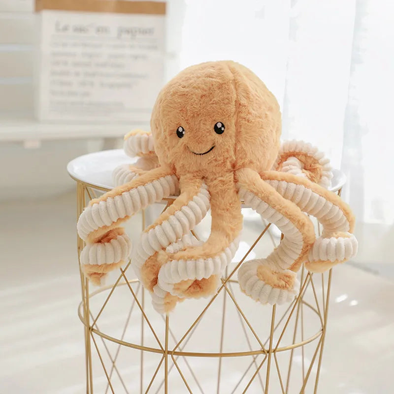 peluche pieuvre brun coton doux apaisant sommeil enfant