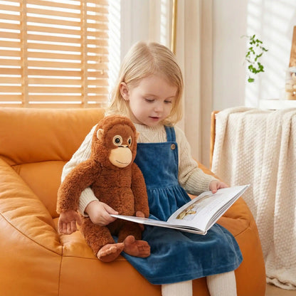 peluche singe doux réconfortant mignon fille lecture