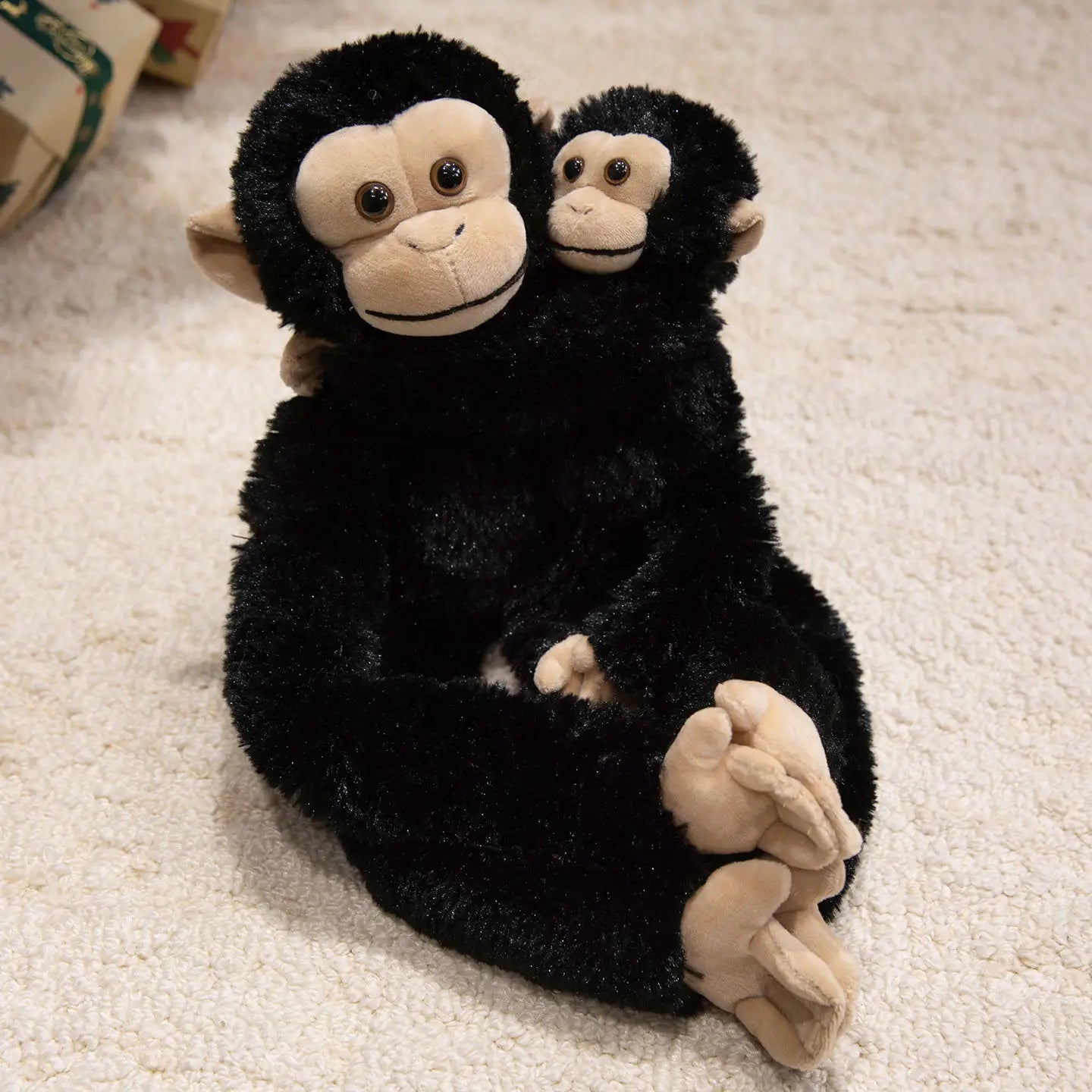 peluche singe noir maman petit