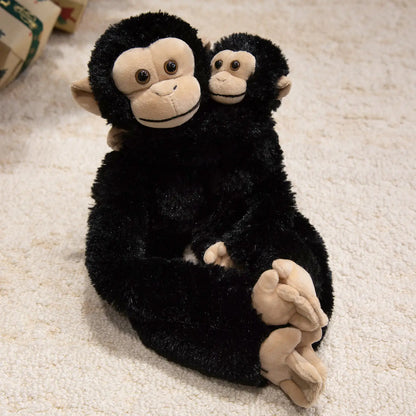peluche singe noir maman petit