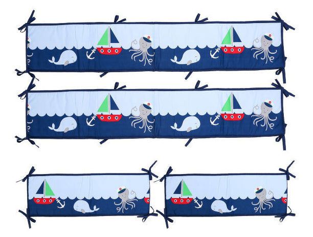 tour de lit bébé bleu baleine bateau poulpe