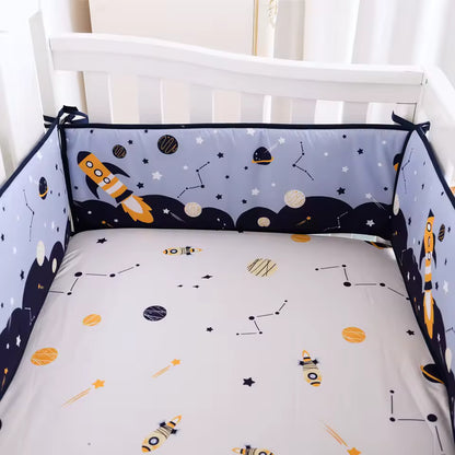tour de lit bébé bleu fusée planètes