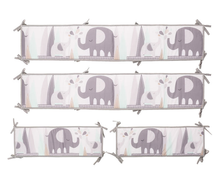 tour de lit bébé éléphant gris 4 pièces