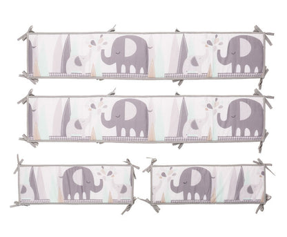 tour de lit bébé éléphant gris 4 pièces