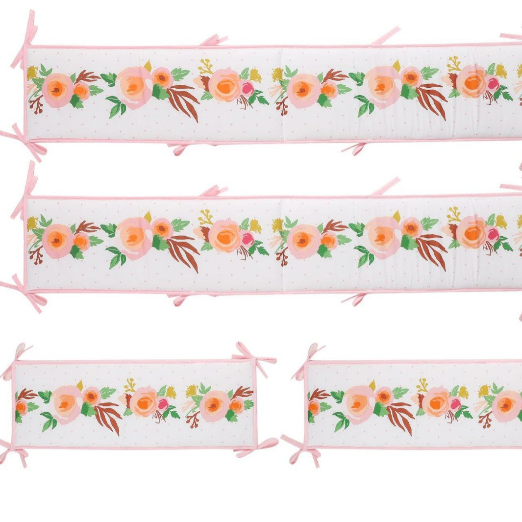 tour de lit bébé fleur fille 4 pièces