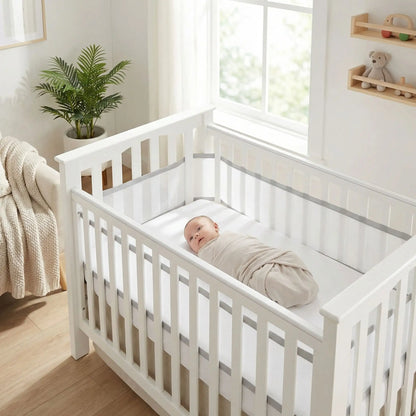 tour de lit bébé respirant blanc bébé dans berceau